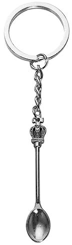 Mini Crown Spoon Keychain Key Ring, Vintage Kitchen Spoon Crown Keychain, Metal Key Chain Pendant Jewelry Gift for Women Men(silver)