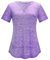 Kistore Gym Top V Neck Short Sleeve Women Activewear Workout Tops Fitness Moisture-Wicking Shirt for Hiking Running M Purple
