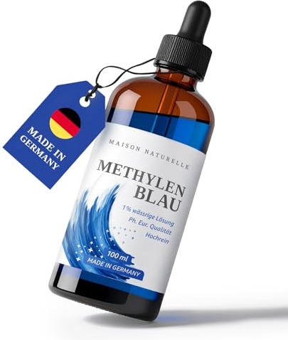 MAISON NATURELLE ® Methylenblau (100ml) hochdosierte Tropfen | Lösung mit 99,9% Reinheit | Hochdosiert Methylene Blue | Methylene Blau 1% Lösung