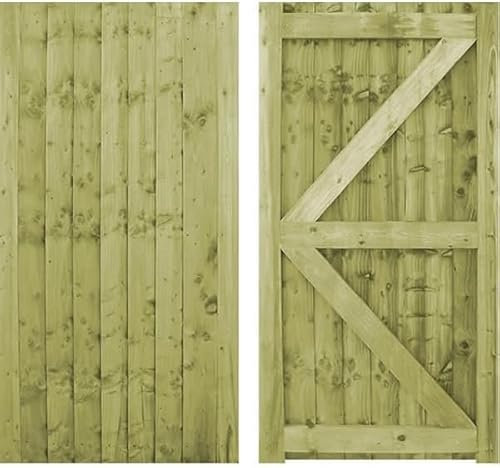 Wooden Featheredge Garden Gate, Pressure Treated, 180cm High x 90cm Wide x 6cm Deep, Brown, Contemporary Garden Style, Wood Material (180cm High x 90cm Wide x 6cm Deep)