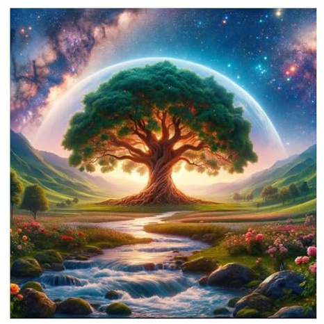 EOBROMD Diamond Painting Erwachsene Baum des Lebens, 5D Diamant Painting Bilder Landschaft, DIY Diamant Malerei Set für Wanddekoration 30x40cm