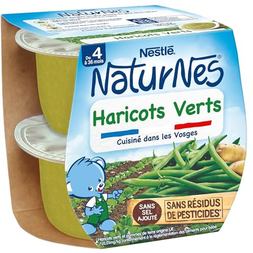 Nestlé Naturnes Petits Pots Bébé Haricots Verts - Dès 4/36 mois - 2x130g (Lot de 6)