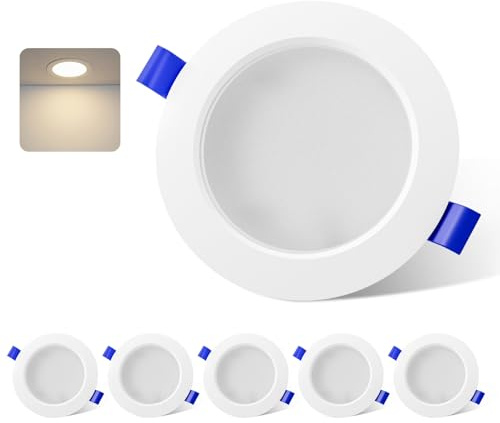 novapollo LED Einbaustrahler Flach, LED Spot 6W 450LM, Einbauleuchten Neutralweiß 4000K, Ø95-105mm Lochdurchmesser, Deckenspots für Wohnzimmer Küche Schlafzimmer, 6er Set
