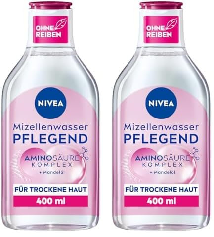 NIVEA Pflegendes Mizellenwasser, Gesichtswasser für trockene Haut mit Mandelöl und Aminosäuren Komplex, feuchtigkeitsspendendes Mizellen Reinigungswasser, sanfte Gesichtsreinigung (400 ml)