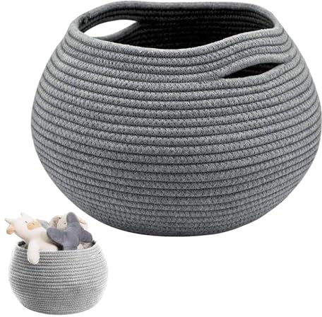 Aufbewahrungskorb, Körbe Aufbewahrung, Korb Faltbare Vielseitiger Aufbewahrungskorb Für Baby Spielzeugaufbewahrung, Wäsche, Handtuch, Toilettenpapier Aufbewahrung, Korb Rund, Schwarz (Grau)