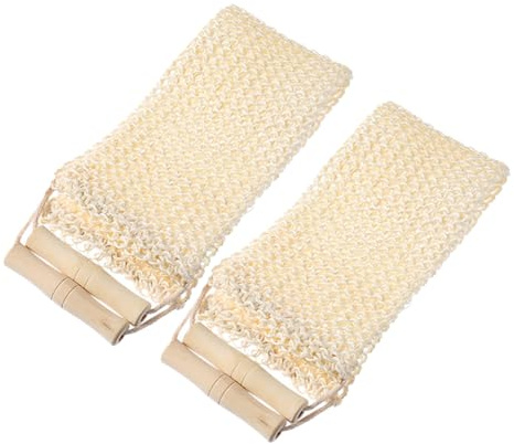 FONDOTIN 2stücke Body Peeling Towels Made Of Natural Sisal With Wooden Handle Back Scrubber Massage Shower Brush Exfoliating Shower Towel Skin Care Wash Cloth