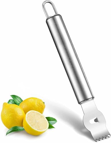 QHFlashbuy Zestenschneider,Zitronen Zester Schäler,Edelstahl Zestenreißer mit Kanalmesser,Orangenschäler,Orangen Zitrusschäler für Cocktails,Küchen,Zitrusfrüchte,Gemüse