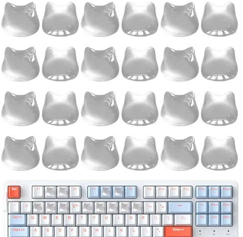 Senermter Tastaturaufkleber Für Lange Nägel - 24 Stück Ziffernblock | Abdeckung | Erhabene Und Transparente Katzenkopfform Keyboard Nagelblasen - Für Frauen Männer Teenager Studenten PC Laptop Co