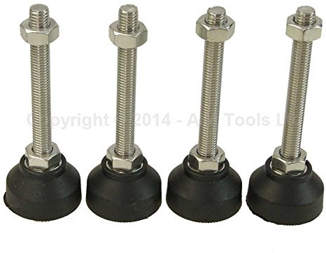 KATSU 4 Pack Adjustable Leveling Feet M10 x 80mm Thread Stainless Steel Screw-in Furniture Table Chair Machine Leveling Legs Levelers with 40mm Round Nylon Base