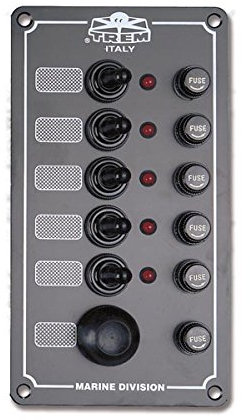 TREM Pannello Elettrico Serie Marine con interruttori stagni + Pulsante Tromba e spie Luminose