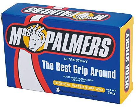 Mrs Palmers Tropical Water Surf Wax - Wassertemperatur: 24 ° C und wärmer - Erhöhter Stick-Faktor mit Traction 2000-Zusatz