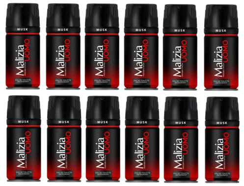Malizia Deodorant für Herren, 150 Musk, Körperpflege, 12 Stück