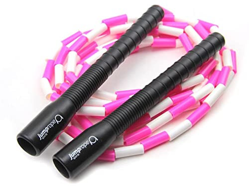Professionelles Rope Skipping Wettkampf Springseil Freestyle Bead - Länge verstellbar (PINK-WEISS, 3.0m)