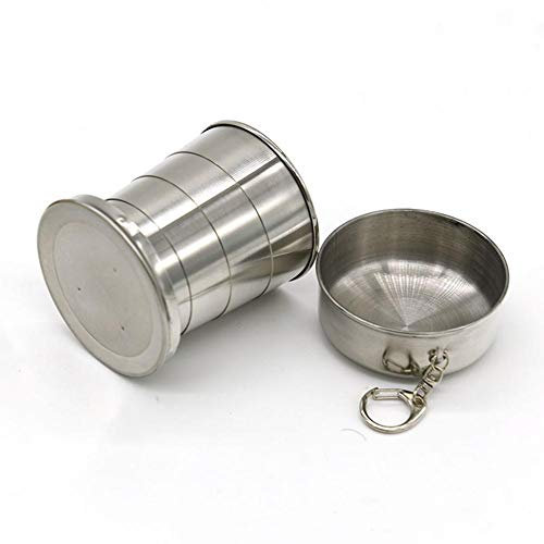 xtsfx Tazza Pieghevole in Acciaio Inox, per Esterni, telescopica, Pieghevole e Retrattile, per Viaggi, Campeggio, Escursionismo, 250 ml