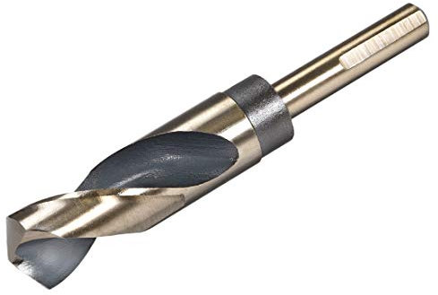 sourcing map Reduced Shank Twist Drill Bits 25mm Black Nitride & Gold Titanium Coated High Speed Steel 4341 with 12.7mm (1/2) Shank for Stainless Steel Alloy Metal Plastic Wood