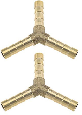 be in your mind 2pcs 6mm Barbe en Laiton Raccord de Tuyau Y-Type 3 Voies Joint de Tuyaux Connecteur Adaptateur 1/4 Pouces Compatible pour Air Eau Mazout Gaz