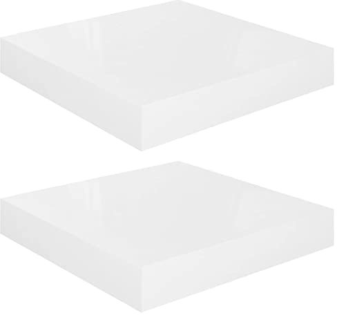 vidaXL 2X Wandregal Schwebend Hängeregal Wandboard Bücherregal Regalbrett Schweberegal CD DVD Regal Dekoregal Hochglanz-Weiß 23x23,5x3,8cm MDF