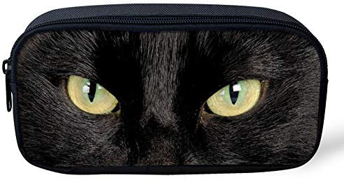 UOIMAG Trousse à crayons avec poche et fermeture éclair style décontracté Motif chat noir