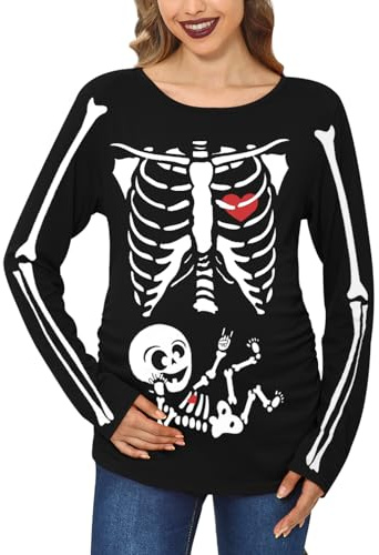 For G and PL Costume de maternité amusant à manches longues pour femme - Taille S à XXL, Bébé squelette, XL