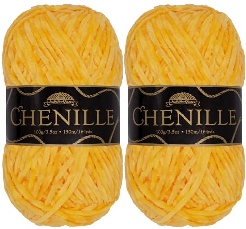 JubileeYarn Chenille Yarn - Worsted Weight - 100g/skein (2 Skeins, 110 Topaz)