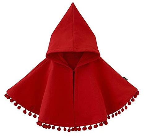 Umhang mit Kapuze Warm Gestrickt Poncho Kleinkinder Rot Cape Poncho Mantel Hoodies Pom Pom Quaste Schneeanzug Winter Halloween Umhang für Jungen Mädchen Baby