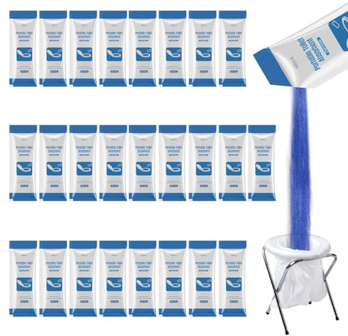 Poesie Liquid Waste Gel for Portable Toilet 25 Packets Porta Potty Degradable Absorbent Eco Friendly Poo Urine Powder for Outdoor Recreation Camping Emergency Toilet Treatment Chemicals