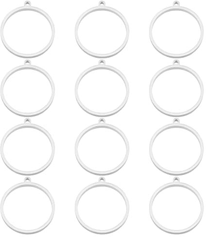UNICRAFTALE 12Pcs 304 Edelstahl Open Back Lünette Anhänger Ring Kreisform Charms Manuelles Polieren Hohlrahmen Anhänger Für DIY Harz Gepresste Blumen Handwerk Schmuckherstellung