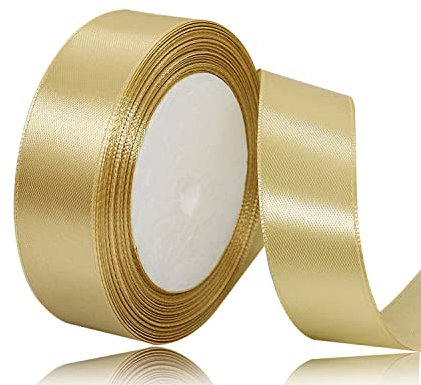 Gold Satinband 25mm x 22Meters Schleifenband Gold Geschenkband Dekoband Stoffband für Geschenk, Basteln, Nähprojekte, Haarschleifen, Brautstrauß, Hochzeits Dekoration