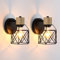 Lightess 2 Set Wandlampe Innen Vintage, Holz Wandleuchte Schwarz mit Metallkäfig-Schirm, Retro Industrial E27 Lampe Wand Schwenkbar für Flur Schlafzimmer