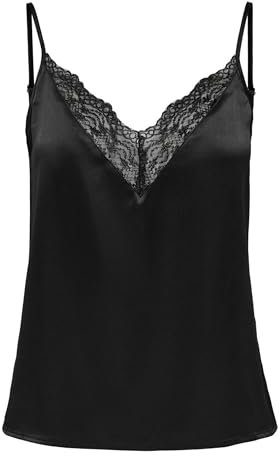 ONLY Onlvictoria SL Lace Mix Singlet Noos Wvn Camiseta y Tops, Negro, Small Mujeres