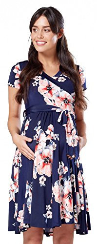 Happy Mama.Maternité d'allaitement Femme Robe Manche Courte Couche Double.598p (Style 10, 42, XL)