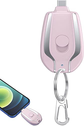 1500mAh Mini Power Emergency Pod, Keychain Portable Charger for iPhone or Type-c, Portable Ultra-Compact External Fast Charging Power Bank Battery Pack,Key Ring Cell Phone Charger