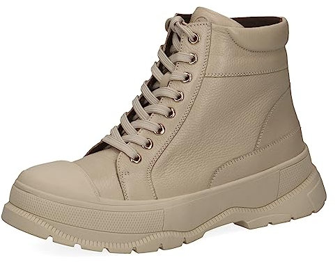 CAPRICE Damen Stiefeletten zum Schnüren Climotion aus Leder Plateau Weite G, Beige (Ecru Nappa), 40 EU