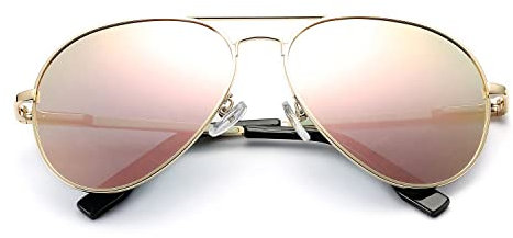Pro Acme Pilotenbrille Herren Damen Polarisierte Fliegerbrille Klassische Piloten Sonnenbrille Unisex UV400 Schutz Vintage Sonnenbrille (B4 Gold Rahmen | Rosa Linse)