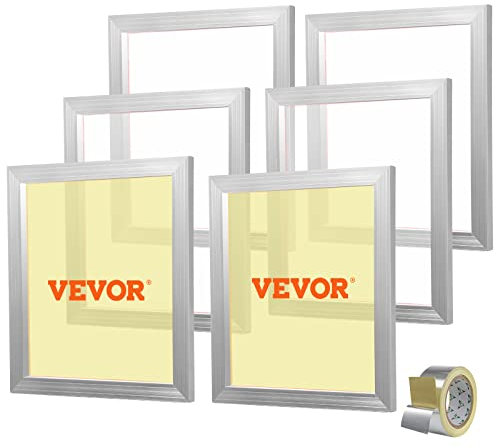 VEVOR 6 Stk. Aluminiumlegierung Siebrahmen Siebdruckpresse 45,7 x 50,8 cm, Siebdruckmaschine Zubehör 160 Mesh, Säureresistenz & nicht Verformbar für Kissenbezügen, Stoffen, Papier, Kopierpapier usw.