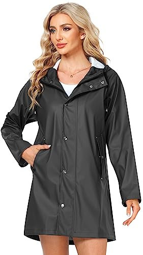 Uniquebella - Veste de pluie pour femme - Imperméable - Avec capuche - Coupe-vent et résistante aux intempéries - Veste de mi-saison respirante, pour l'extérieur, S