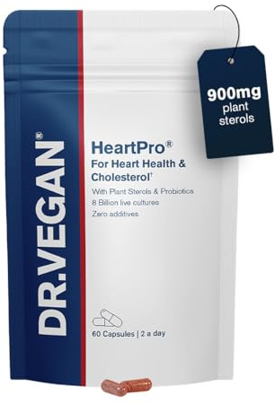 HeartPro® 900mg Plant Sterols | 8 Billion Live Cultures, 60 Vegan Capsules | | Supplement to Lower Cholesterol | With Ginger Root, CoQ10, Black Garlic | 2-A-Day