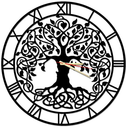 Dekory Albero della vita Orologio da parete in metallo 50 cm, Silenzioso senza ticchettio, Orologi da parete vintage e industriale in metallo, Pendolo da parete, per soggiorno, ufficio, camera da