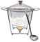 Chafing Dish Buffet-Set aus Glas mit Edelstahldeckel und Schöpflöffel, 4,3 Quart Lebensmittel-Aufwärmtablett für Suppenpartys, Abendessen, Catering, 1 Packung, transparent, rund