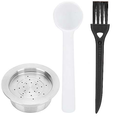 Refillable Coffee Capsule Spoon Brush Kit, Reusable Coffee Pod Filter, Espresso Capsule Cup Filter Set with Lids Spoon and Brush Replacement for MIO Coffee Machine