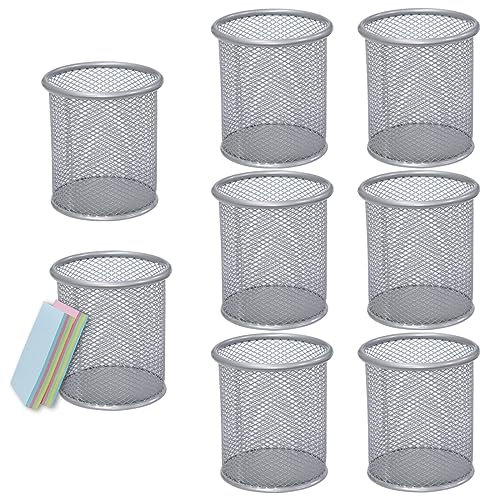 Qualsen Lot de 8 pots à stylos, pots à crayons argentés, porte-stylos pour bureau, maison, salle de classe