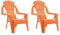 vidaXL Kinder Gartenstühle 2 STK., Gartenstuhl mit Rückenlehne Armlehnen, Kinder Gartensessel Holzoptik, Gartenmöbel Sessel Stuhl, Orange PP Holzoptik