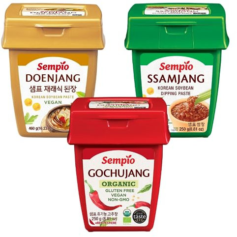 Sempio - Pack Esencial de Salsas Coreanas: Gochujang, Ssamjang, Doenjang - 500g/ud. (Pack de 3 uds.)