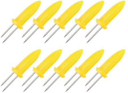 Soporte para maíz de acero inoxidable, soportes para mazorcas de maíz, soporte para mazorcas de maíz, para barbacoa, tenedor, utensilios de cocina de acero inoxidable. 10 pcs.