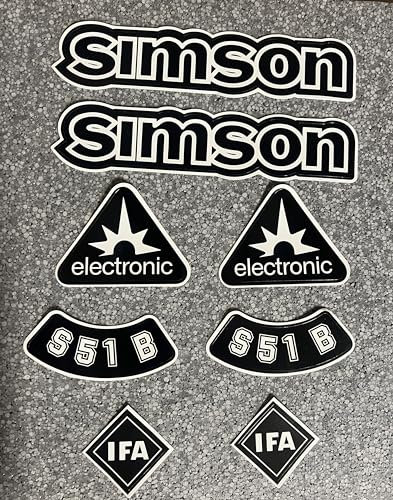 Simson S51B IFA Electronic Aufkleber Dekor Premium Retro Schwarz Weiss Dunkel