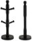 Mug Tree and Kitchen Roll Holder- Towel Holder- Mug Tree and Paper Towel Holder Bathroom Storage Paper, Mugs and Cups Stand 6 Hoods (Beech Wood/Black, Mug Tree + Towel Stand) (Black)