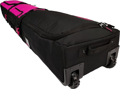 Element Equipment Gepolsterte Skitasche mit Rädern, Ultimate Double – Premium High End Doppelrollen-Reisetasche 180 Bar B Pink Ripstop
