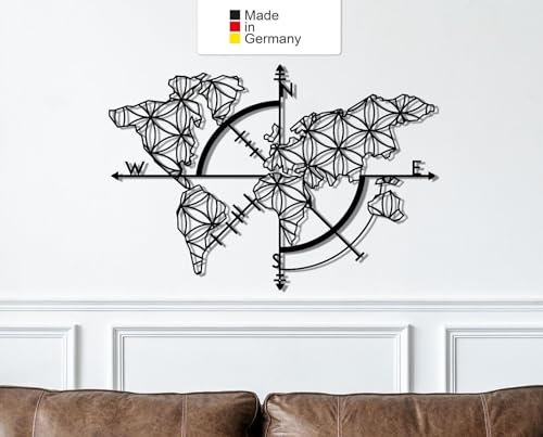 Weltkarte 2, Metall Wanddeko, Wanddeko Aus Metall, Wandbild aus Metall (Größe: 40 x 27 cm)