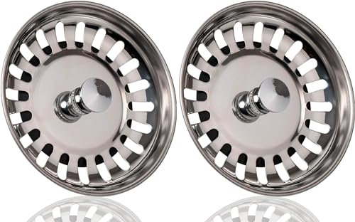 Tapon Fregadero Cocina con Filtro Anti desechos | Colador desague para Fregadero con Junta de Goma Fabricado en Acero Inoxidable Apto para 79-82mm | Rejilla lavadero Inoxidable (2 filtros, 80mm)