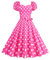 Wellwits Robe Femmes Manches Bouffantes A Pois Cocktail Vintage des Années 1950 Rose M